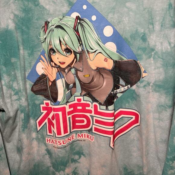 Hatsune Miku Long Sleeve Tie Dye Shirt Vocaloid Anime Graphic Tee Size XL - Picture 5 of 7